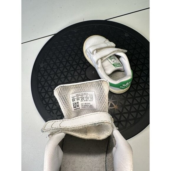 Adidas Stan Smith Toddler Sz 5K Sneaker White Green Hook & Loop - Picture 5 of 6